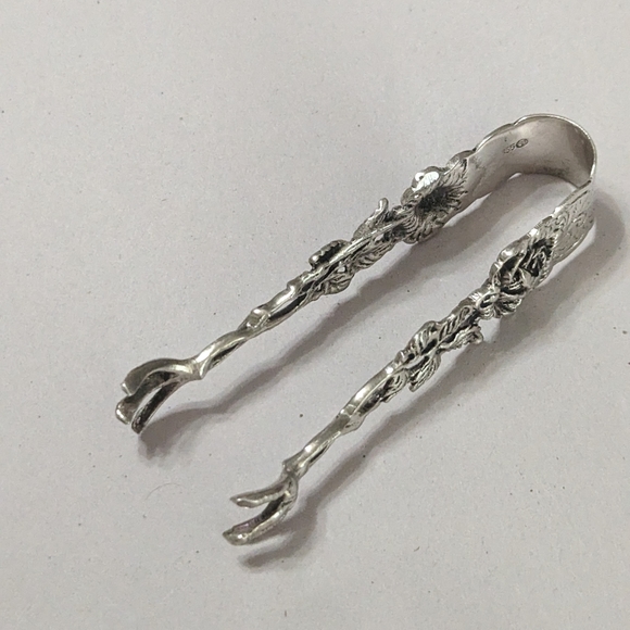 Antique AB Hildesheimer Rose Silver Bird's Feet Rose Sugar Tongs Nips 835 - Picture 3 of 5